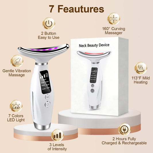 Revitalize Your Skin with the Zacenei 7-in-1 Facial Massager - Advanced Light Therapy & Microcurrent Technology for Neck and Face Care