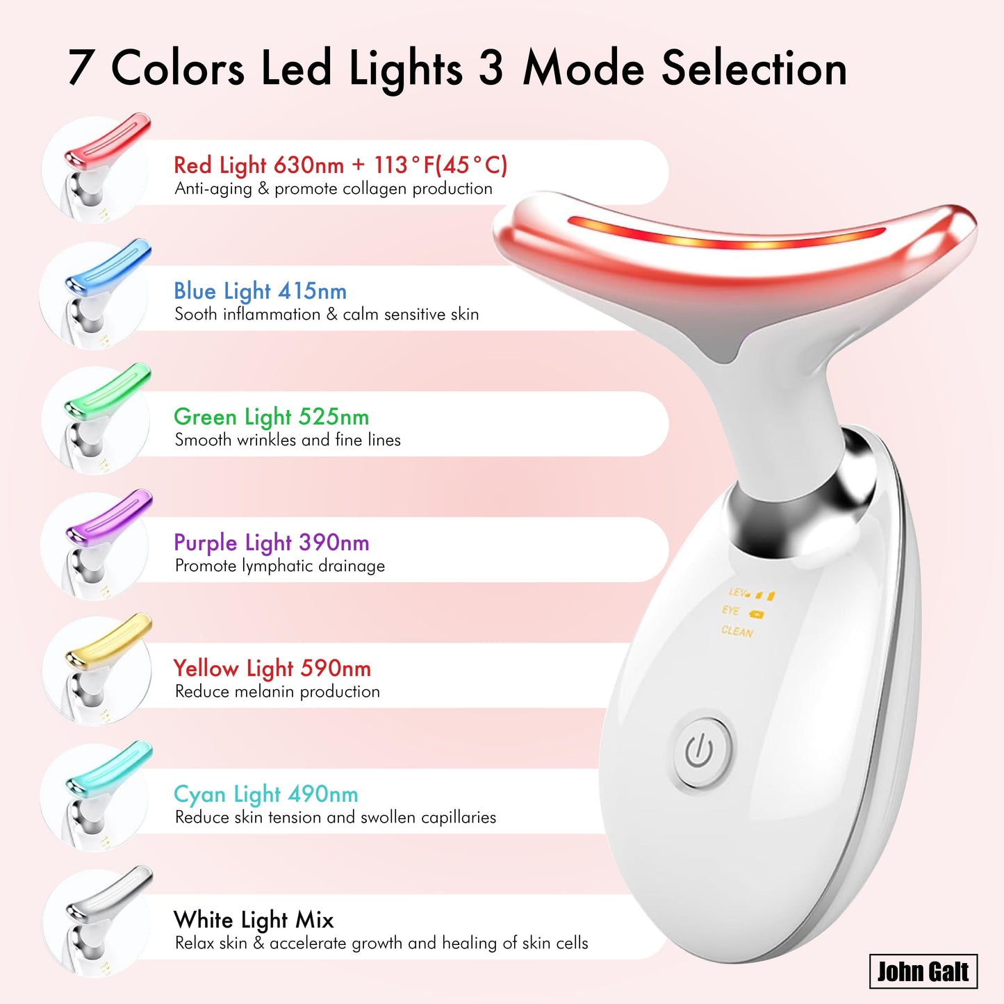 Revitalize Your Skin with the 7-in-1 Dolphin-Shaped Red Light Therapy Massager for Face and Neck - Featuring 7 LED Modes for Ultimate Care