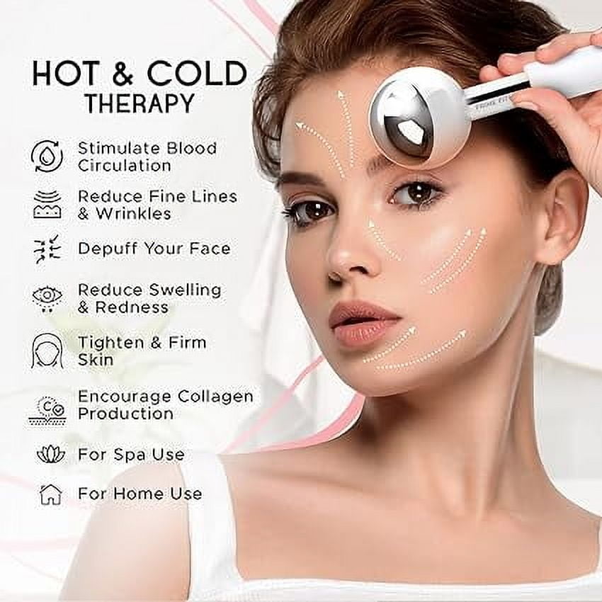 Ice Globes for Facial Treatments | Durable Steel Cooling Roller | Face, Neck, and Eye Massager | Skin Care Solution for Dark Circles, Puffiness, Wrinkles, and Enhanced Collagen Production (White)