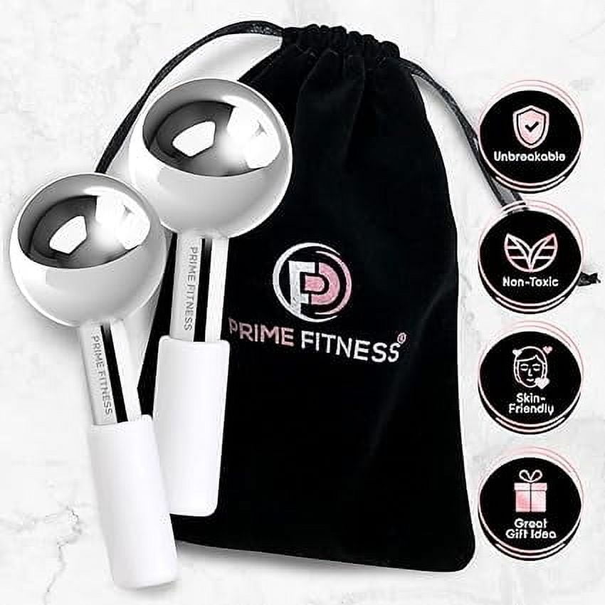 Ice Globes for Facial Treatments | Durable Steel Cooling Roller | Face, Neck, and Eye Massager | Skin Care Solution for Dark Circles, Puffiness, Wrinkles, and Enhanced Collagen Production (White)