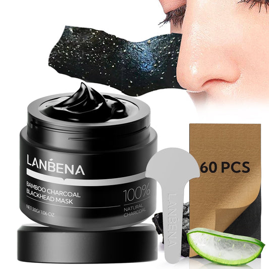 Experience the Power of Upgraded 2.0 Bamboo Charcoal Blackhead Remover Mask - 60 Pcs Peel-Off Nose Strips for Deep Pore Cleansing and Purifying, Perfect for All Skin Types!
