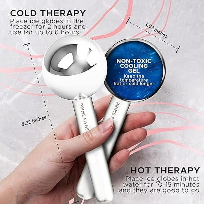 Ice Globes for Facial Treatments | Durable Steel Cooling Roller | Face, Neck, and Eye Massager | Skin Care Solution for Dark Circles, Puffiness, Wrinkles, and Enhanced Collagen Production (White)
