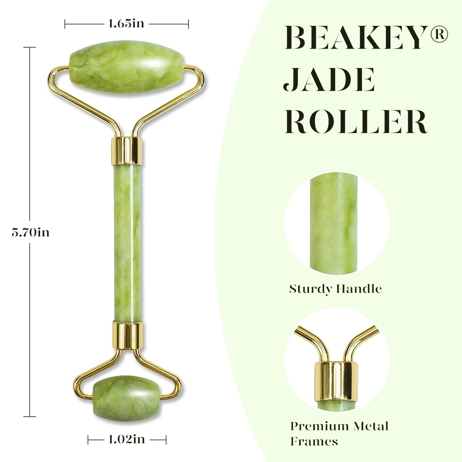 Jade Roller and Gua Sha Set - Natural Jade Facial Massage Tools for Skin Care, Green